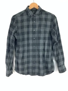 Camisa Uniqlo Pequeña Franela Negra y Gris Manga Larga A Cuadros Abotonada - Imagen 1 de 4