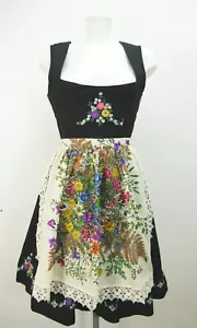 Kurzes Dirndl Vintage Handarbeit neuwertig schwarz Stickerei und Schürze Gr.38 - Bild 1 von 10