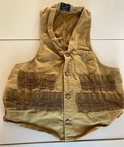 Vintage American Field Sportswear Tan Bird Hunting Button Up Vest Men's Costume