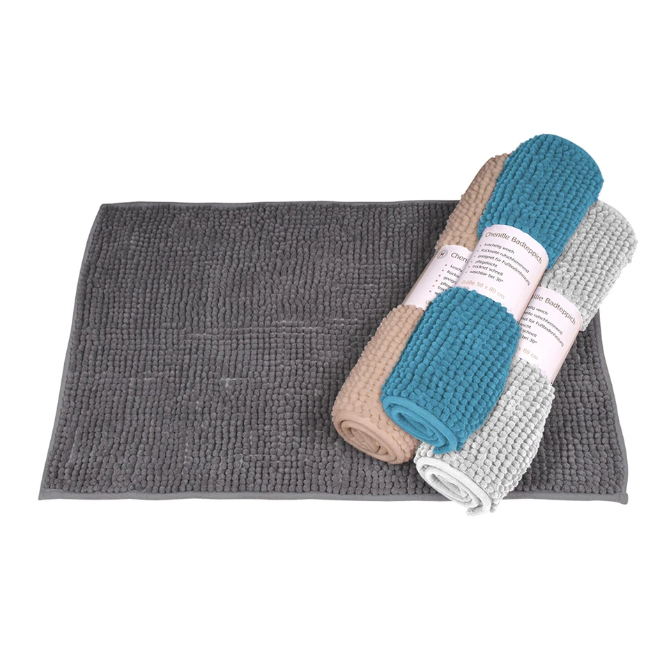 Badematte Chenille Badteppich Badvorleger Duschvorleger Badeteppich Badezimmer - Bild 1 von 1