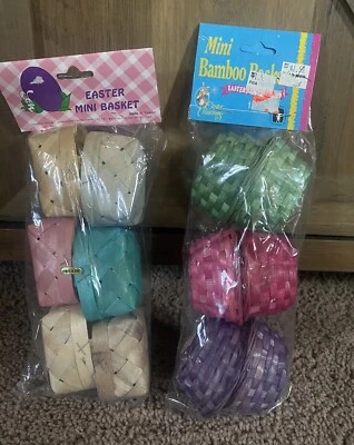 Mini cestas de Pascua de bambú tejidas de bambú pastel de 12 piezas Foto 1 de 4