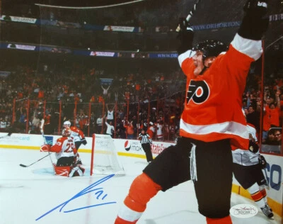 FOTO AUTOGRAFADA 8x10 de James Van Riemsdyk JVR FILADELPHIA FLYERS ADESIVO JSA - Imagem 1 de 2