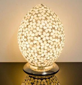 Opaque Flower Mosaic Tile Glass Egg Lamp Floral Egg Shaped Mood Bedside Lamp - Picture 1 of 7