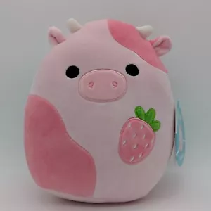 Squishmallows Official BNWT 8” RESHMA Strawberry Milk Cow - Heart on Back -Rare! - Picture 1 of 4
