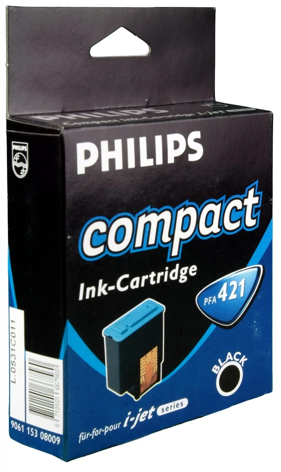 Novo e lacrado cartucho de tinta preta genuíno Philips PFA 421 para I-Jet Series  - Imagem 1 de 1