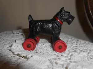 Vintage "HUBLEY SMALL" Scottie Dog Scottish Terrier Push/Pull Toy 2 3/4"x2 1/2" - Picture 1 of 8