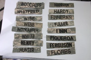 ORIGINAL US OLD PATTERN CAMO NAME TAPES SURNAME ACU ARMY COMBAT UNIFORM 'W H F' - Picture 1 of 17