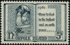 1961 Norfolk Island Christmas Issue 5d Stamp Mint Never Hinged, Clean & Fresh - Imagen 1 de 1