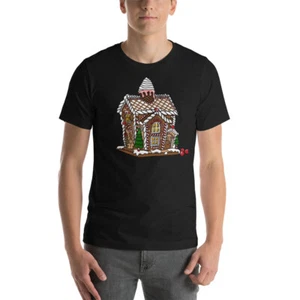 Gingerbread house candy pretty Christmas winter Short-Sleeve Unisex T-Shirt - Picture 1 of 10