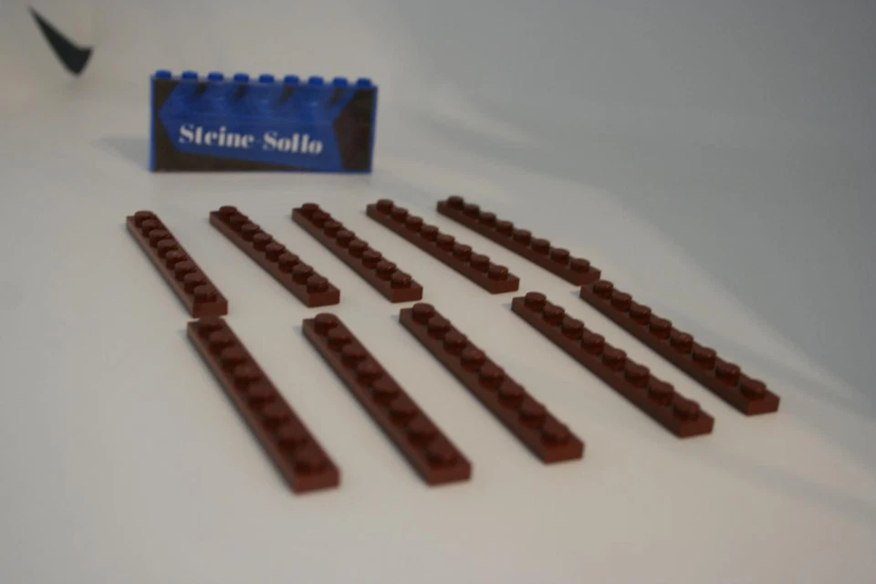 Lego (c) 10x 1x8 Platte - 3460 - reddish braun - brown - plate - flacher - Bild 1 von 1