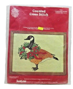 Janlynn Weihnachtsgans Kanadischer Kranz gezählt Kreuzstich Set rotes Band - Bild 1 von 3