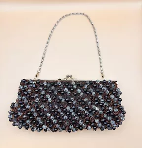 Cartera vintage negra y transparente con cuentas de alambre de cobre con correa de cadena para el hombro - Imagen 1 de 12