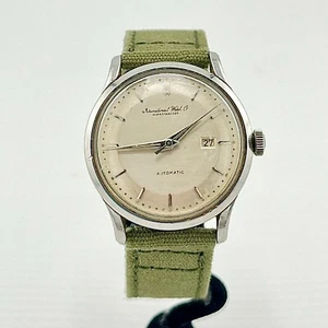 VINTAGE IWC SCHAFFHAUSEN DATE SILVER DIAL AUTOMATIC S/S 33MM - Picture 1 of 10