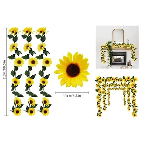 Durable 3-Pack Silk Sunflower Hanging Vines - Perfect for -Round Decor - Picture 1 of 11