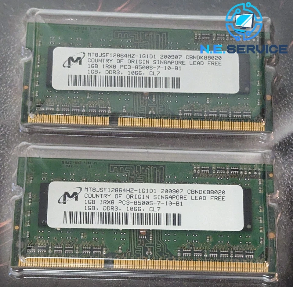 Micron 2GB (2 x 1GB) 1RX8 PC3-8500S-7-00-BP DDR3 1066 Memory - Image 1 of 1