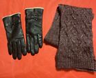 Women’s Leather Gloves & Scarf Size Small Listing #775