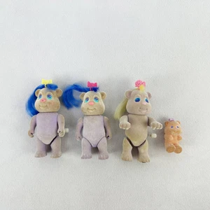 Vintage Bitsy Bears Figures TYCO Set of 4 Fuzzy Scooter Bike Rider Baby Toys - Picture 1 of 6
