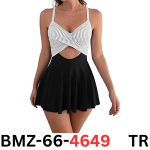 B2prity Women Cutout One Piece Skirt Swimsuit V-Neck Wrap Tie Back Swimdress, L - Picture 1 of 6