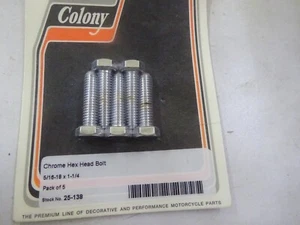 HARLEYS MOTORCYCLES VEHICLE'S TWO 5-PACK USA 5/16-18 X 1 1/4" CHROME HEX BOLT - Picture 1 of 5