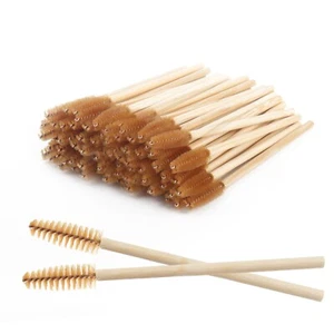 MyAoKuE-UP 100 Pack Bamboo Handle Mascara Wands Disposable Eyelash Brushes La... - Picture 1 of 6