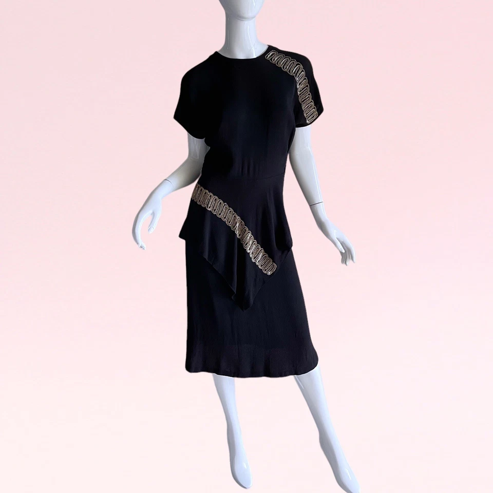 Vestido de Cóctel Fiesta Peplum Lentejuelas Exclusivo Patty Ann Años 40 De Colección Foto 1 de 4