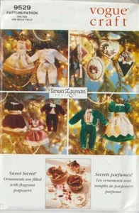 OOP Vogue Sewing Pattern 9529 Victorian Christmas Ornaments 5", 3 1/4" , 4 1/2" - Picture 1 of 2