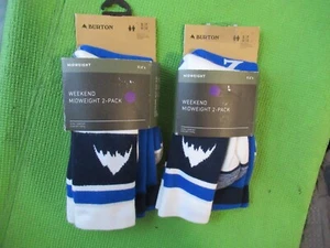 Lot 2 New 2-pack (4 pair total) Burton Kid's SM 13-1 weekend midweight socks - Picture 1 of 9