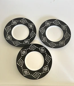 VTG Pottery Barn  Bongo (Aztec) Pattern in Black  Saucers S/3 - Picture 1 of 4