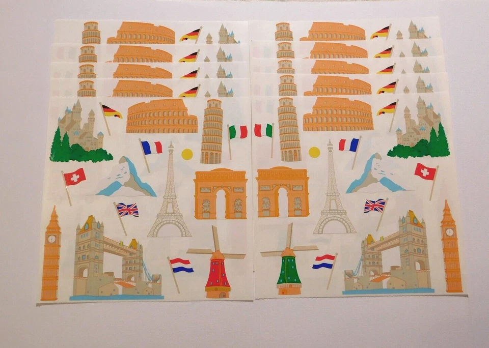 Mrs. Grossman's Lot of 10 Sheets ~European Landmarks~ 1998 Stickers 6x6 - Image 1 of 1
