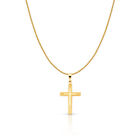 14K Yellow Gold Cross Charm Pendant with 0.9mm Wheat Chain Necklace