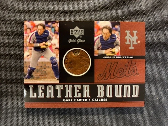 Guante dorado UD 2001 encuadernado en cuero Gary Carter tarjeta de guante Mets de Nueva York Foto 1 de 1
