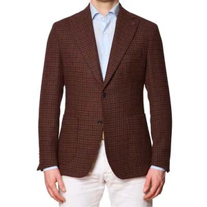 SARTORIA PARTENOPEA Multicolor Shepherd's Check Wool-Poly Jacket EU 50 NEW US 40 - Picture 1 of 8