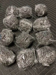 12 Pack Stainless Steel Scourers Scrubber Pad Used for Dishes Pots - Picture 1 of 2