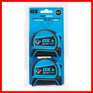 OX Pro Auto Lock Measuring Tape Twinpack - 5m / 16ft with Dual Lock Feature - Picture 1 of 6