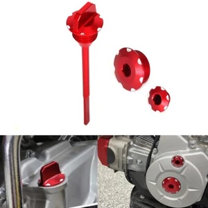 Red Engine Crankcase Plugs Oil Fluid Dipstick Cover For Honda CRF110F 2013-2024 - Picture 1 of 12