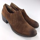 Boc Distressed Brown Leather Slip-On Ankle Boots Booties Size 8 (A6)