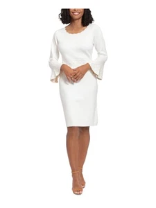 LONDON TIMES PETITES Womens White Pull On Sweater Dress Petites PXL - Picture 1 of 3