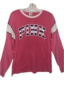 Victoria's Secret Pink Shirt Pink Logo Size Medium Long Sleeve - Picture 1 of 2