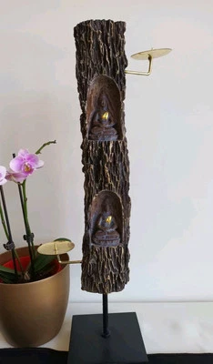 Unique Resin Buddha Candle Holder Bark Candlestick Holder Resin - Image 1 of 4