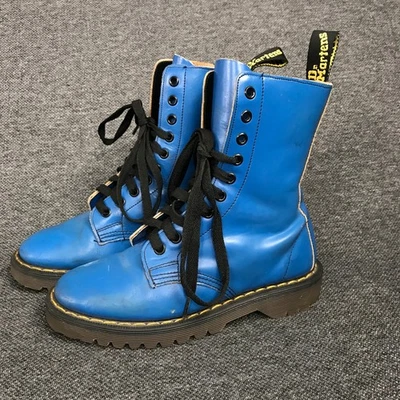 Botas De Colección Dr Martens 1490 Hechas en Inglaterra Cuero Azul 10 Ojos Talla US 5 UK 3 Foto 1 de 4