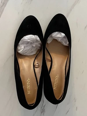 Merona Causal Women Leather Suede Black Shoes Wedge Heel Closed Toe Size 8.5 - Image 1 of 4