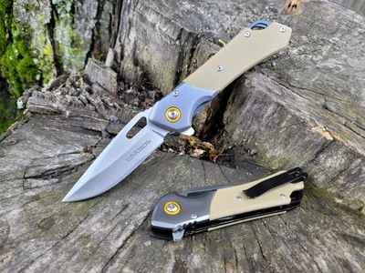 Navaja de Bolsillo G10 Hoja Punta para Llevar Aleta Asistida por Resorte Ejército Bronceado EDC 4.5oz Foto 1 de 4