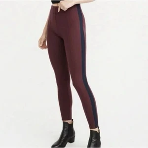 Abercrombie and fitch maroon red and blue side stripe legging style pull on pant - Picture 1 of 6