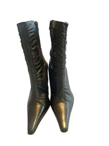 BRONX - LEATHER Pointed Toe Stiletto Boots - Picture 1 of 4