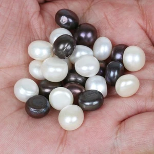 50 Ct./10 Pcs Natural Tahitian Black & White Pearl Loose Gemstones For Jewelry - Picture 1 of 7