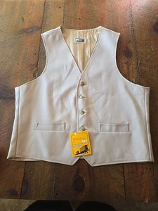 Vintage 70s Angels Flight Tobias Kotzin Tan 5-Button Vest 40/42 x 22 - Picture 1 of 12