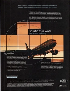 Baan Hewlett-Packard Boeing Print Ad Solutions @ Work Aerospace 1998 - Picture 1 of 1
