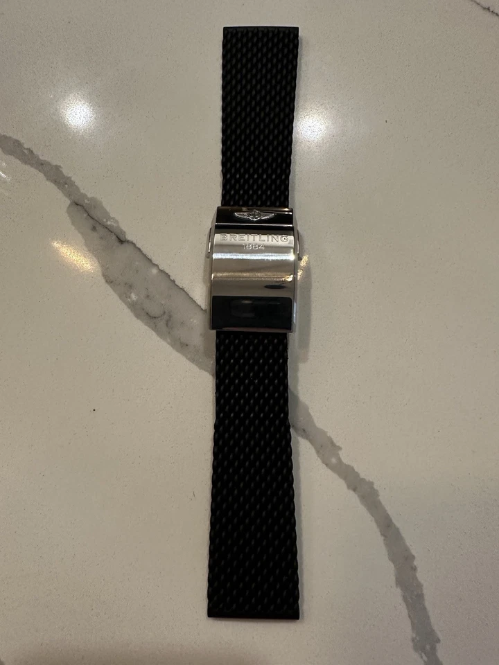 Breitling 20 mm Cierre desplegable ajustable con correa de goma negra de 24 mm Foto 1 de 4