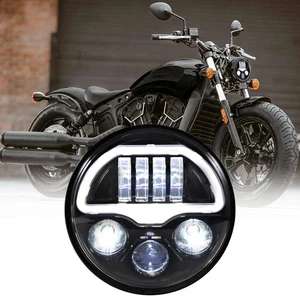 LED Headlamp For Indian Scout Bobber ABS 2018-2020/Twenty 2020-2024 W/DRL Hi/Low - Picture 1 of 6