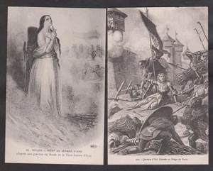 2 X VINTAGE POSTCARDS JOAN OF ARC,BATTLE AND PRAYING VIEWS,FRANCE - Picture 1 of 2